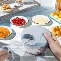 Vegetable Chopper 500ml Manual Drawstring Chopper Multi-function Chopper with 3 Stainless Steel Blades, Kitchen Vegetable Chopper, Garlic Chopper and Onion Chopper. 