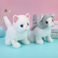 New Walking Kitty Plush Toy Electric Interactive Cat Stuffed Animal Meowing Tail Wagging Head Nodding Cat Pet Toy For Kids Gift. 