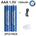 Doublepow Long Cycle Life AAA Size 1.5V 1000mWh High Performance Rechargeable Lithium-ion Batteries with Built-in Micro USB Charging Port & LED Indicator Facility - 2 Pieces (Blue).