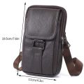 Men's Messenger Bag Cowhide Leather Bag Male Mobile Phone Pouch Pocket Small Wallet Travel Waist Bag Multi-Pockets Chest Bag New.