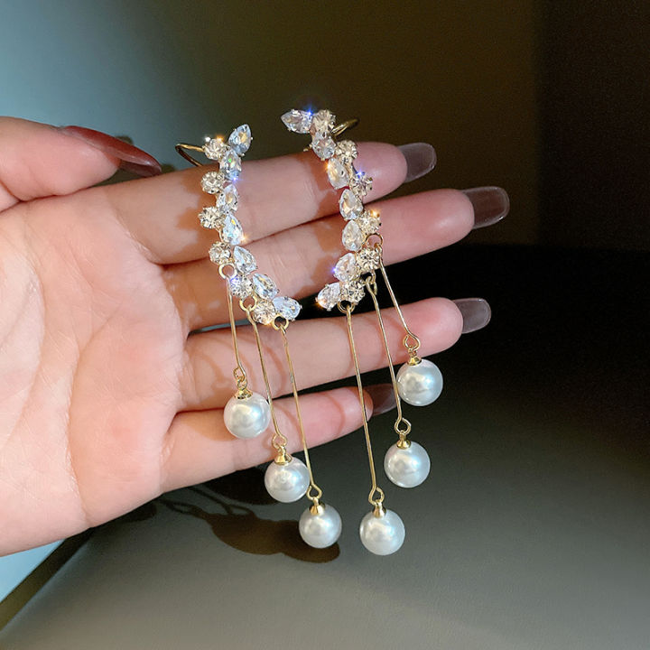 Fashion%20White%20Pearl%20Tassel%20Drop%20Earrings%20for%20Women%20Bohemian%20Golden%20Round%20Zircon%20Wedding%20Dangle%20Earrings%20Jewelry%20Gift%20-%20Image%203