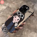 Cartoon Cute Girl Boy Love Heart Glasses Couples Case Compatible for IPhone 13 15 16 14 11 12 Pro Max 7Plus XR X XS Max 7 15 16 14 8 Plus SE 2020 Luxury Plating Metal Lens Case. 