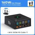 160W GaN USB Charger Station 15W Wireless Charging LCD Display USB C PD 65W QC Fast Charger for Iphone 14 Samsung Xiaomi Laptop. 