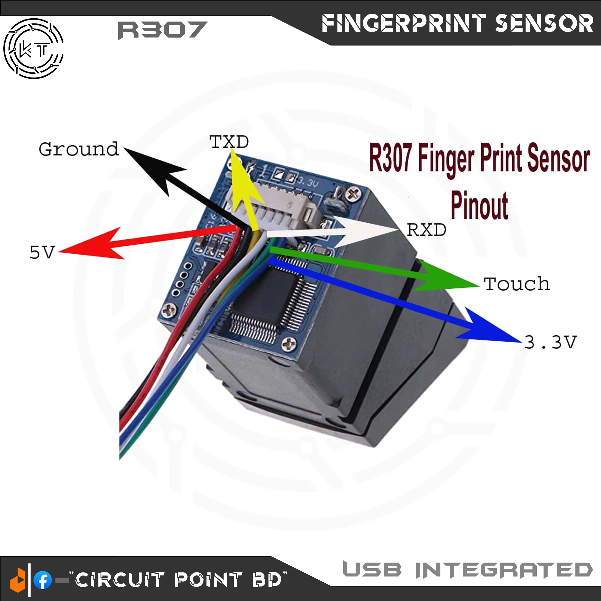 R307 Optical Fingerprint Sensor/Reader/Module/Scanner.UART USB ...