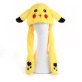 Anime Pokemon Pikachu Women Hat Beanie Can Moving Bunny Ears Hat with Shine Earflap Movable Ears Casual Animal Cap Beanies Gift.
