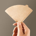Hand-made coffee filter paper cone-shaped raw wood pulp funnel American coffee machine drip filter paper 1-2/2-4 person-50 sheets. 