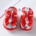 Newborn Baby Flower Print Shoes Summer Baby Girl Cute Bow Floral Print Breathable Princess Shoes Soft Sole Flat Anti-Slip Sandals(0-12 Month) - Baby Shoes Girls. 