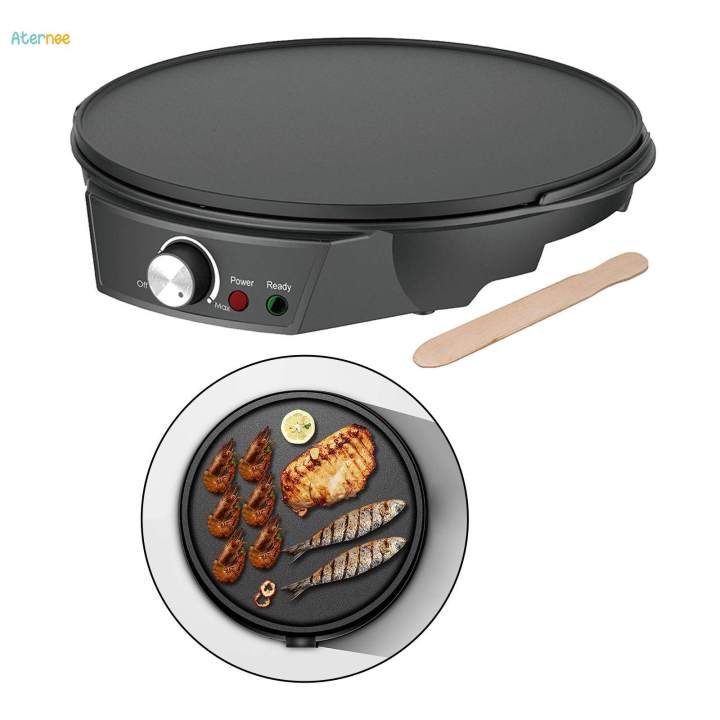12" Electric Crepe Machine and Griddle Portable US 110V Plug Temperature 50-210 Celsius Degree Fast Heating for Fried Eggs , Sausages, BBQ
