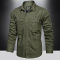Multi Pocket New Long Sleeve Shirt Men's Spring and Autumn Loose Large Size Shirt Casual Pure Cotton Shirt Thin Style Fashion.