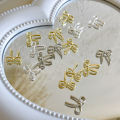 10pcs Bow Deco Nail Art Charm 3D Silver/Gold Bowknot Ribbon Nail Decor Parts DIY Luxury Manicure Accessories.