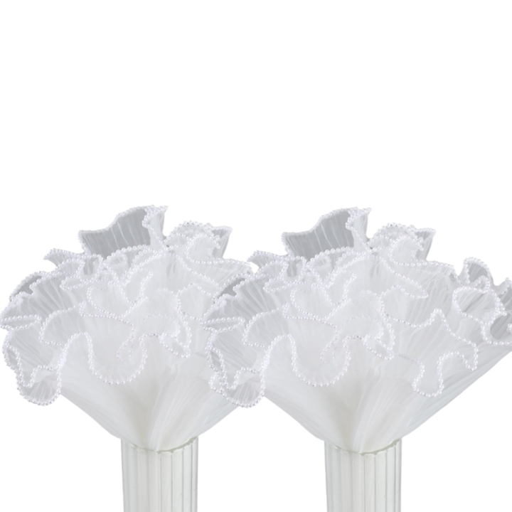 4.5 Yard White flower Wrapping Paper Pearl Edge Mesh Bouquet