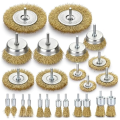 Wire Wheel for Drill-24Pack Brass Wire Wheel Cup Brush and End Brush,Wire Brush Drill Attachments,Wire Brush for Drill. 