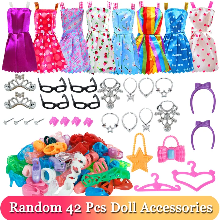 32%20Item/Set%20Doll%20Accessories=10%20Mix%20Fashion%20Cute%20Dress+%204%20Glasses+%206%20Necklaces+2%20Handbag+%2010%20Shoes%20Dress%20Clothes%20For%20Barbie%20Doll%20-%20Image%207