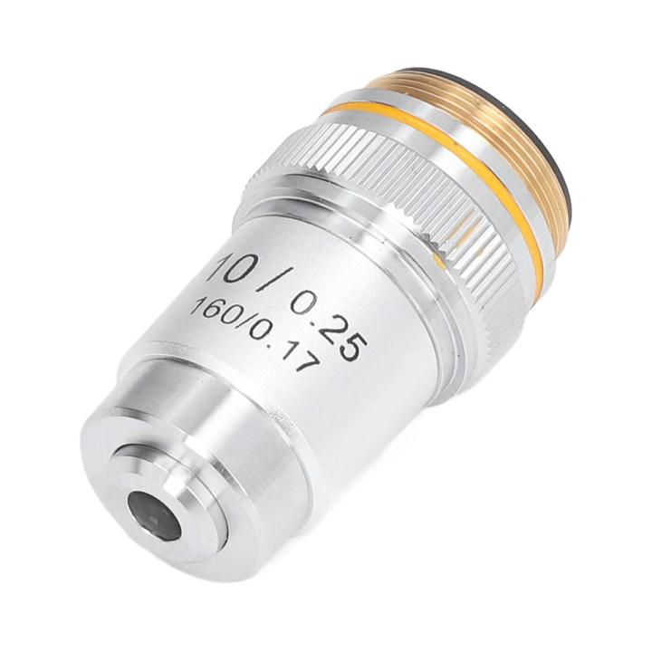 Achromatic Objective Lens, Fine Workmanship 20.2mm Interface 10X Microscope Lens for Biological Microscopes