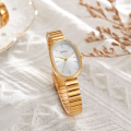 Women Quartz Watch Oval Shaped Fashion Mini Case Small Roman Numeral Dial Female Full Metal Band Watches Niche Wristwatch. 