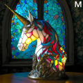 Animal Table Lamp Series,Stained Glass Cat,Dragon,Wolf,Horse,Owl,Dolphin,Turtle,Elephant,Mermaid Table Lamp Night Light Demoo. 
