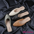 Chic Quilted Pointed Toe Women's House Slippers | Solid Color Flat Mules | Casual Daily Wear. 