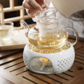 Porcelain Teapot Heater Hollow Frame Teapot Warmer Base W/Cushion&Candle Holder.