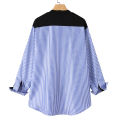 ZANZEA Korean Style Women Asymmetrical Hem High Low Shirt Smart Striped Patchwork Blouse Tops Shirt.