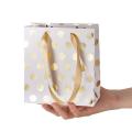 Small Gift Bags with Ribbon Handles(Metallic Dots 8 Pack Bulk). 