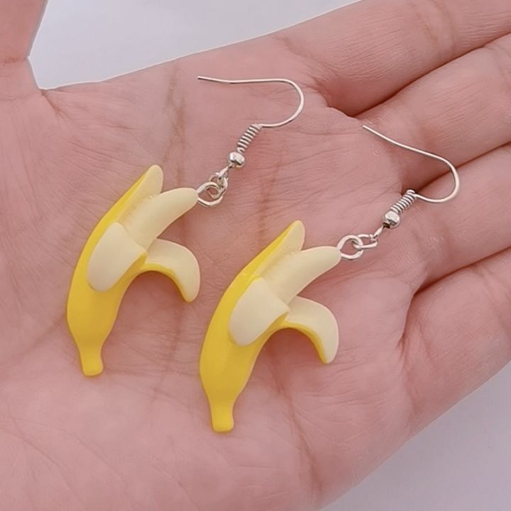 New Arrival Funny Banana Shape Creative Lovely Fruit Drop Earrings for Women Girls Korean Style Fashion Dangle Earring Jewelry