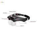 Headband Magnifier with LED Light Head Mounted Magnifying Glasses Loupe. 