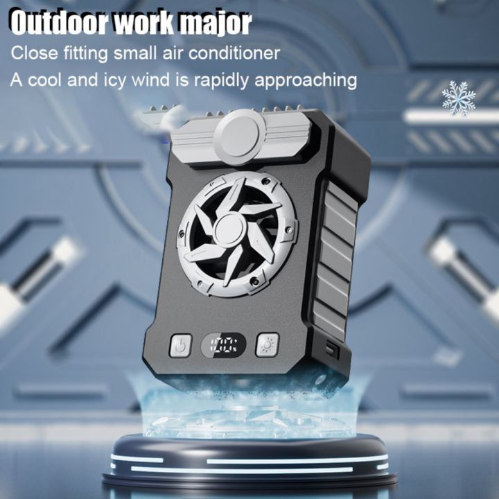 1PC Portable multifunctional waist fan 10000mAh mobile power outdoor cyclone hanging neck small fan(USB Charging)