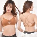 Women underwear sports bra thread bra Crossed shoulder strap bra beautiful back bra wireless bra wrapped chest seamless bra soft bra. 