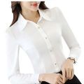 Fashion Korean Slim Red Office Shirt Autumn Women Lapel Long Sleeve Single Breasted Working Clothes Blusas Elegant Ma'am Top 2XL.