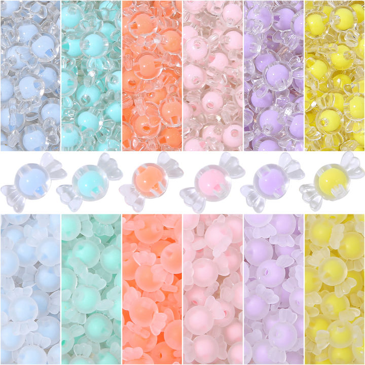 50Pcs Plastic Acrylic Candy Shape Beads Charm For Necklace Bracelet Keychain DIY Jewelry Craft Making Accessories