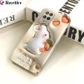 Jizetin for Realme 8 5G Back Cover Cute White Rabbit Luxury Slim Hard Crashproof Mobile Phone Case For Boys Girls.