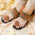 Lilaboti Handcrafted with beads Flat Sandal for Women Customized.