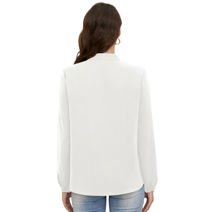 Women%E2%80%99s%20Dressy%20georgette%20Blouse%20Business%20Work%20Casual%20Tie%20Neck%20Shirt%20Tops,%20Wine%20Red%20-%20Image%2010