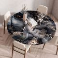 Amazon Cross Border Round Marble Table Cover Tablecloth Printed Dinner Round Tablecloth Waterproof Elastic Table Cover.