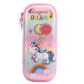 Quick Hair EVA Double-Layer Pencil Case Female Student Cartoon Pencil Case Offset Printing Three-Layer Simple PVC Laser Pencil Case. 