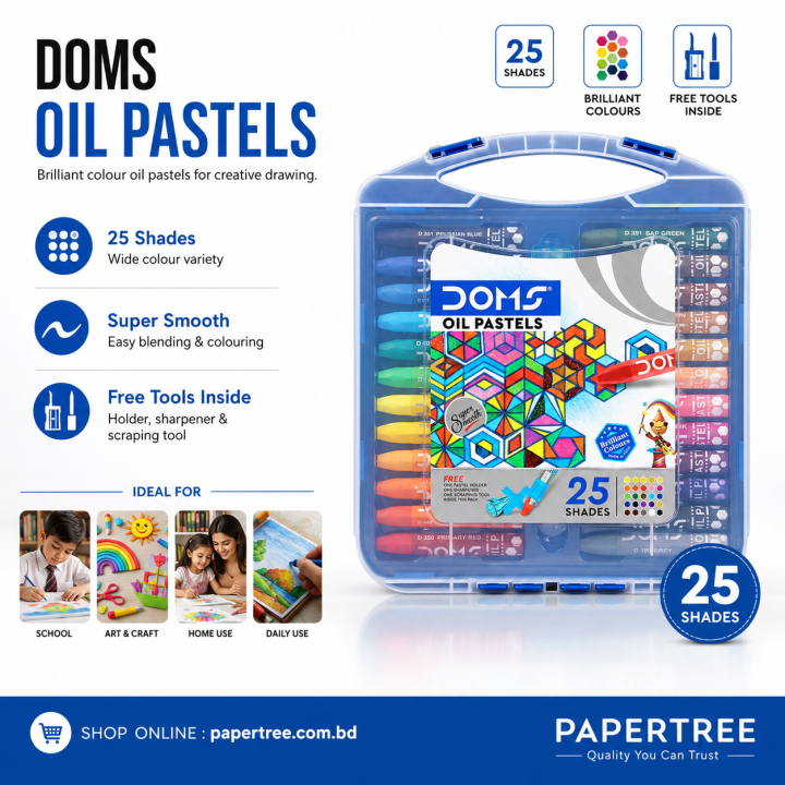 Doms Oil Pastel Set 25 Vibrant Shades for Art, Sketching, and Highlighting