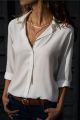 Women Fashion V Neck Button Work Office Blouse Shirt Female Chiffon Blouse. 