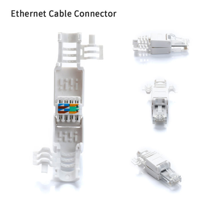 No Crimp Ethernet Cable Tool-less Crystal Head Plug CAT6 RJ45 Connector Demoo