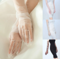 70cm Women Lace Gloves Mesh Tulle Gloves Lady Summer Sunscreen Mittens For Driving Long Gloves Tulle Elbow Wedding Party Bride Dress Glove.