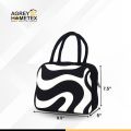 Lunch Carry Bag, Cotton Fabric, Black & White, (9.5″x7.5″x5″). 