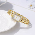 Luxury Women's Watch 2023 New Simple Square Full Diamond Digital Quartz Watch Gold Stainless Steel Bracelet Women's Dress Clock. 