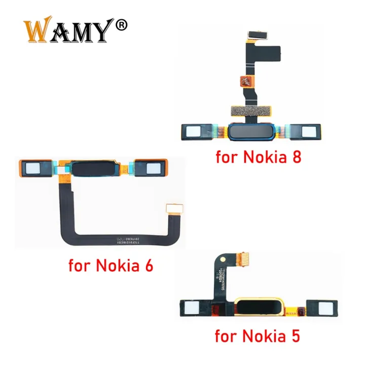 Original New Home Button Menu Back Key Touch ID Fingerprint Sensor Ribbon Flex Cable for Nokia 5 6 8 Replacement Parts