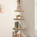Wall Corner Shelves Wood Floating Shelves Round End Wall Mounted Floating Corner Shelf for Bedroom, Living Room and Kitchen.