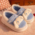 Anime Sanrios HelloKitty Plush Package Heel Cotton Slippers Cartoon Kuromi Cinnamoroll Kawaii Winter Warm Non-Slip Home Slippers.