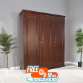 A- 6542 3 Shutter Crown Almirah - Glass Add Chocolate Clour - Wardrobe. 