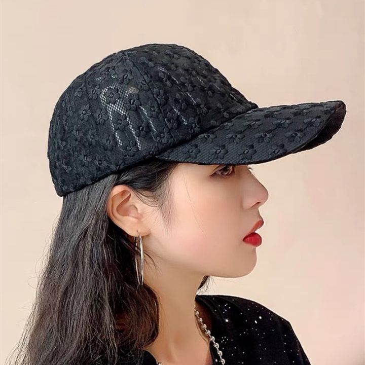 【Good-Love Store】(NEW)Korean Women Hollow Out Flower Lace Baseball Cap/ Summer Anti UV Floral Cotton Hats