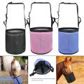 Horse feed Bag Adjustable Elastic Strap Durable PVC Mesh Bag Slow Feeding Hay. 