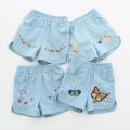 2023 Hot Summer Casual 2 3 4 6 8 10 12Years Children Embroidery Flower Cotton Pocket Denim Blue Shorts For Small Baby Kids Girls.