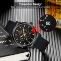 LouisWill Silicone Strap Watch For Men Men's Fashion Watch Three Eye Watch With Calendar 30M Waterproof Watch Silicone Strap Watch Retro Quartz WatchLuxury Men WatchLuminous Watch. 