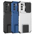 For OPPO A16 Phone Case Hard Sliding Lens Protect Kickstand Back Cover. 